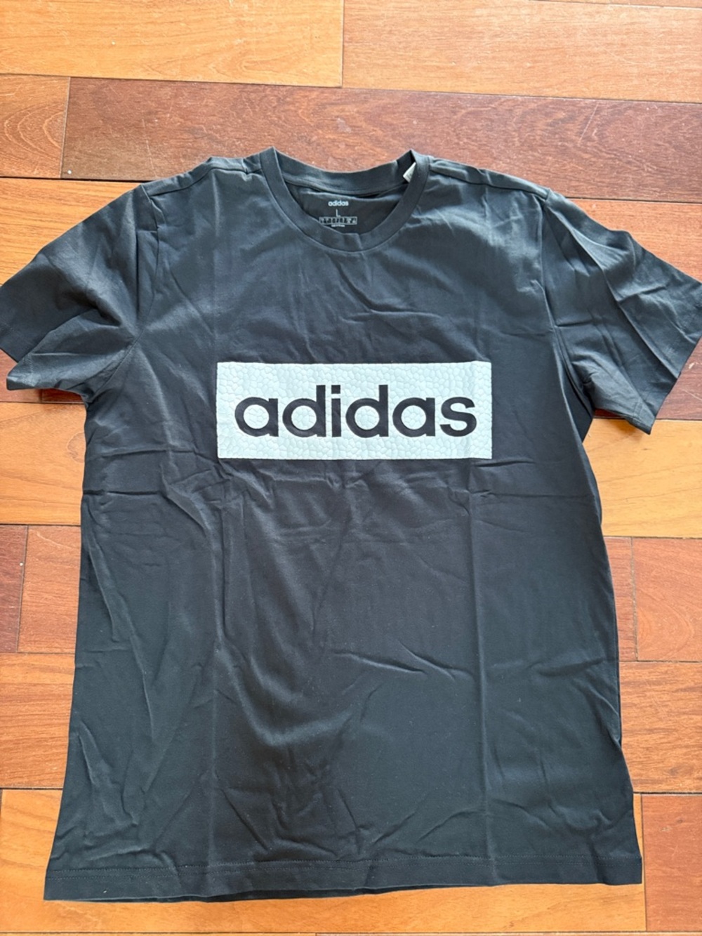 adidas Black Tee with White Logo Panel
